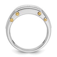 IBGoodman 14K Two-tone 0.50 Carat Lab Grown Diamond VS SI+ G+ Three Stone Complete Polished and Cut Out Men's Ring view 2