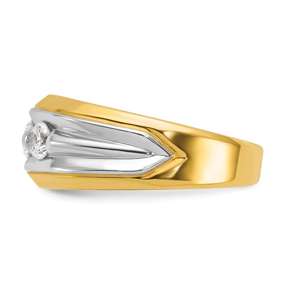 IBGoodman 14k Two-tone 3/4 carat Lab Grown Diamond VS/SI+ G+ Three Stone Complete Men's Ring