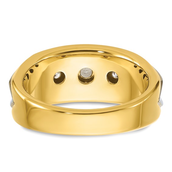 IBGoodman 14k Two-tone 3/4 carat Lab Grown Diamond VS/SI+ G+ Three Stone Complete Men's Ring