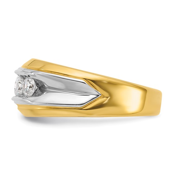 IBGoodman 14k Two-tone Men's Polished and Grooved 5-Stone 1 Carat AA Quality Diamond Ring