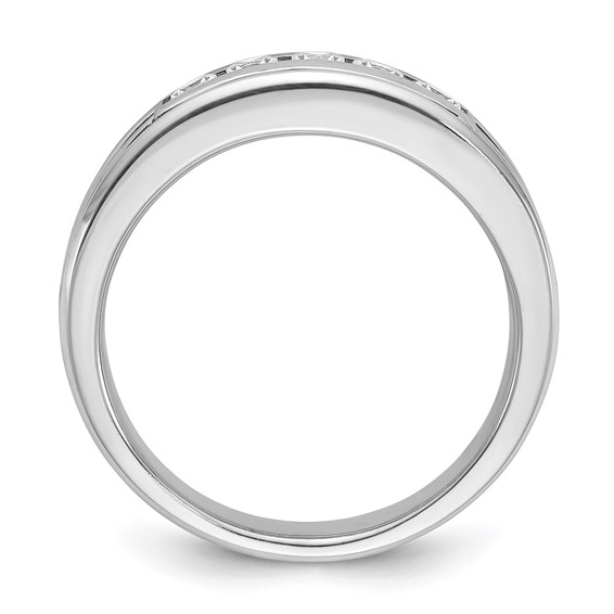 IBGoodman 14k White Gold with Black Rhodium Men's Polished and Textured Square 5-Stone 3/4 Carat AA Quality Diamond Ring