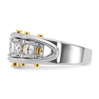 IBGoodman 14K Two-tone 1 Carat Lab Grown Diamond VS SI+ G+ Five Stone Complete Polished and Cut Out Men's Ring view 3