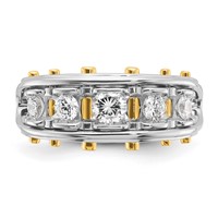 IBGoodman 14K Two-tone 1 Carat Lab Grown Diamond VS SI+ G+ Five Stone Complete Polished and Cut Out Men's Ring view 4