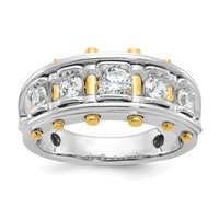IBGoodman 14K Two-tone 1 Carat Lab Grown Diamond VS SI+ G+ Five Stone Complete Polished and Cut Out Men's Ring view 1