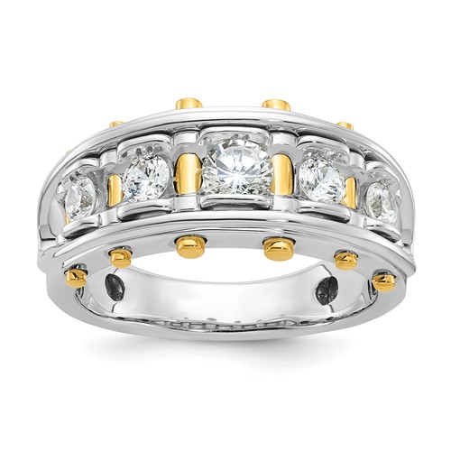 IBGoodman 14K Two-tone 1 Carat Lab Grown Diamond VS SI+ G+ Five Stone Complete Polished and Cut Out Men's Ring