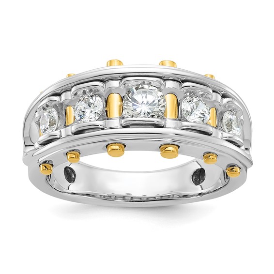 IB Goodman 14k Two-tone Mens Polished Channel-set 5-Stone Ring Mounting