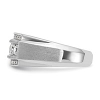 IBGoodman 14K White Gold 1.88 Carat Lab Grown Diamond VS SI+ G+ Complete Polished and Satin Three Row Men's Ring view 3