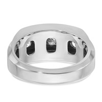 IBGoodman 14K White Gold 1.88 Carat Lab Grown Diamond VS SI+ G+ Complete Polished and Satin Three Row Men's Ring view 5