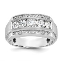 IBGoodman 14K White Gold 1.88 Carat Lab Grown Diamond VS SI+ G+ Complete Polished and Satin Three Row Men's Ring view 1