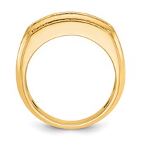 IBGoodman 14K Yellow Gold 1.88 Carat Lab Grown Diamond VS SI+ G+ Complete Polished and Satin Three Row Men's Ring view 2