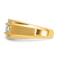 IBGoodman 14K Yellow Gold 1.88 Carat Lab Grown Diamond VS SI+ G+ Complete Polished and Satin Three Row Men's Ring view 3