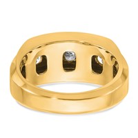 IBGoodman 14K Yellow Gold 1.88 Carat Lab Grown Diamond VS SI+ G+ Complete Polished and Satin Three Row Men's Ring view 5
