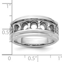 IBGoodman 14K White Gold Five Stone Polished Brushed and Grooved Men's Ring Mounting view 3