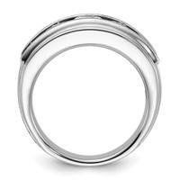True Origin IBGoodman 14K White Gold 3.50 Carat Lab Grown Diamond VS+ F+ Five Stone Complete Polished Brushed and Grooved Men's Ring view 2