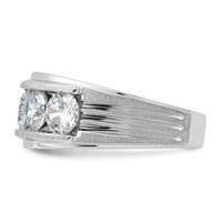 True Origin IBGoodman 14K White Gold 3.50 Carat Lab Grown Diamond VS+ F+ Five Stone Complete Polished Brushed and Grooved Men's Ring view 3