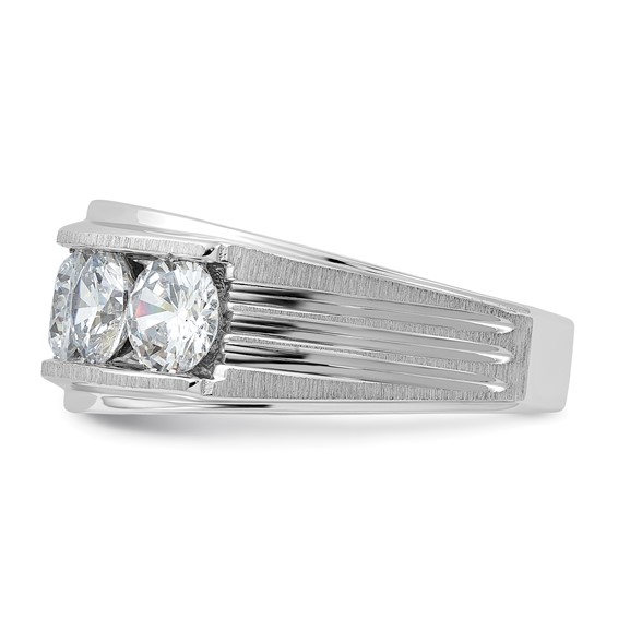 True Origin IBGoodman 14k White Gold 3 1/2 carat Lab Grown Diamond VS+ F+ Five Stone Complete Polished Brushed and Grooved Men's Ring