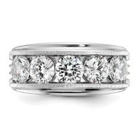 True Origin IBGoodman 14K White Gold 3.50 Carat Lab Grown Diamond VS+ F+ Five Stone Complete Polished Brushed and Grooved Men's Ring view 5