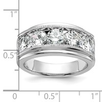 True Origin IBGoodman 14K White Gold 3.50 Carat Lab Grown Diamond VS+ F+ Five Stone Complete Polished Brushed and Grooved Men's Ring view 4