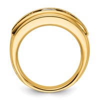 IBGoodman 14K Yellow Gold Five Stone Polished Brushed and Grooved Men's Ring Mounting view 2