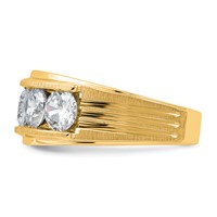 IBGoodman 14K Yellow Gold Five Stone Polished Brushed and Grooved Men's Ring Mounting view 3