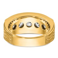 IBGoodman 14K Yellow Gold Five Stone Polished Brushed and Grooved Men's Ring Mounting view 5