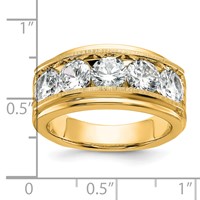 True Origin IBGoodman 14K Yellow Gold 3.50 Carat Lab Grown Diamond VS+ F+ Five Stone Complete Polished Brushed and Grooved Men's Ring view 3
