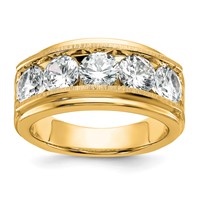 IBGoodman 14K Yellow Gold Five Stone Polished Brushed and Grooved Men's Ring Mounting view 1