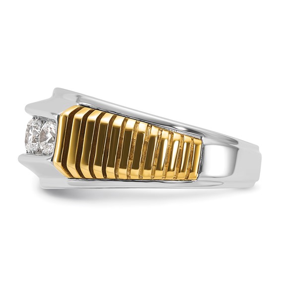 IBGoodman 14k Two-tone Men's Polished and Textured 5-Stone 1 Carat AA Quality Diamond Ring