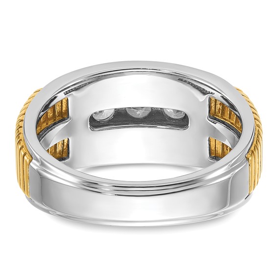 IBGoodman 14k Two-tone Men's Polished and Textured 5-Stone 1 Carat AA Quality Diamond Ring