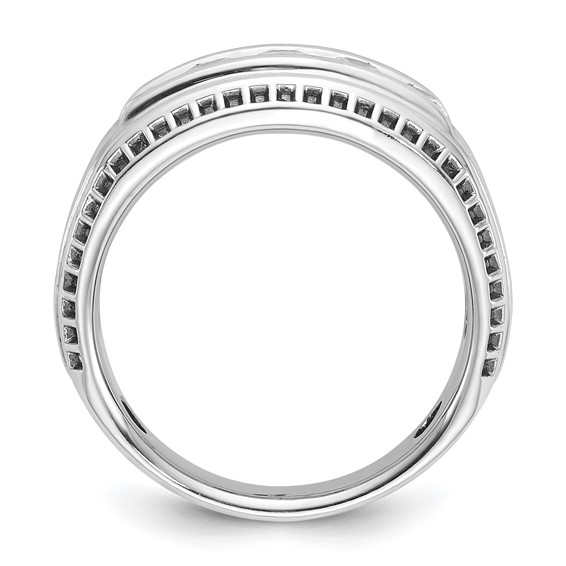IBGoodman 14k White Gold Men's Polished and Textured 5-Stone Ring Mounting