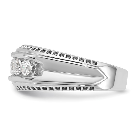 IBGoodman 14k White Gold Men's Polished and Textured 5-Stone Ring Mounting