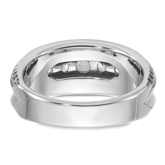 IBGoodman 14k White Gold Men's Polished and Textured 5-Stone Ring Mounting