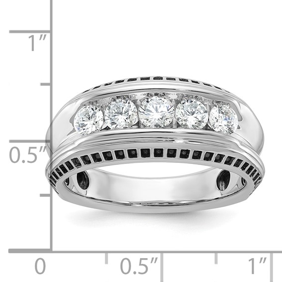 IBGoodman 14k White Gold Men's Polished and Textured 5-Stone Ring Mounting