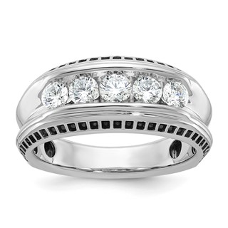 IBGoodman 14k White Gold Men's Polished and Textured 5-Stone Ring Mounting