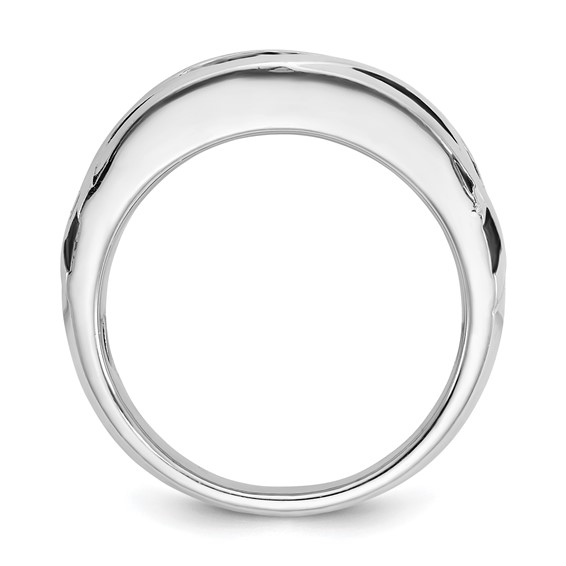 IBGoodman 14k White Gold Men's Polished Satin and Grooved Ring Mounting
