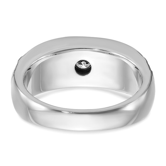 IBGoodman 14k White Gold Men's Polished Satin and Grooved Ring Mounting