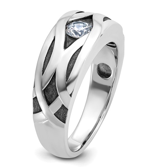 IBGoodman 14k White Gold Men's Polished Satin and Grooved Ring Mounting