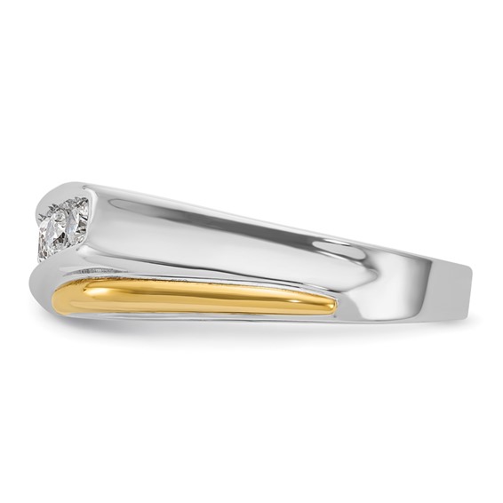 IBGoodman 14k Two-tone Men's Polished and Grooved 5-Stone 1/2 Carat AA Quality Diamond Ring