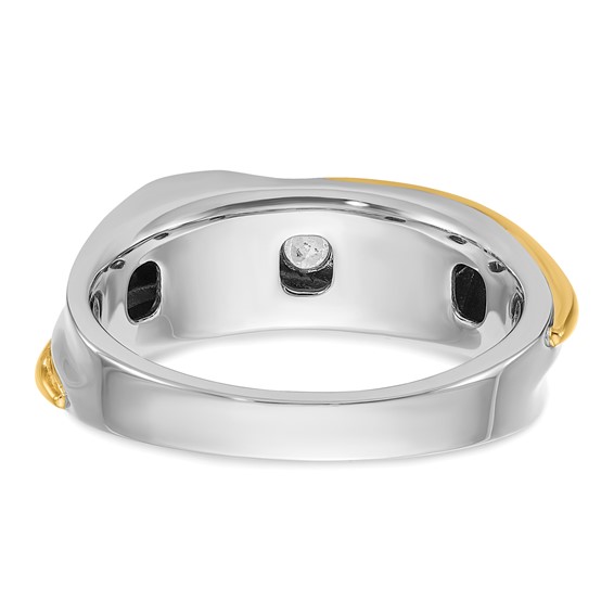 IBGoodman 14k Two-tone Men's Polished and Grooved 5-Stone 1/2 Carat AA Quality Diamond Ring