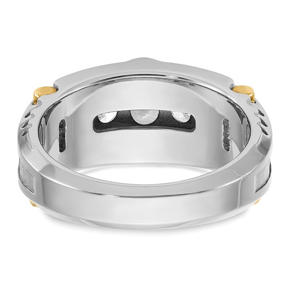 IBGoodman 14k Two-tone Men's Polished and Textured 5-Stone 1 Carat AA Quality Diamond Ring