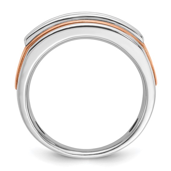 IBGoodman 14k Two Tone Rose and White Gold 1 1/2 carat Lab Grown Diamond VS/SI+ G+ Complete Five Stone Cut Out Men's Ring