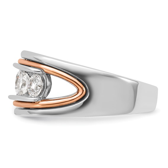 IBGoodman 14k Two Tone Rose and White Gold 1 1/2 carat Lab Grown Diamond VS/SI+ G+ Complete Five Stone Cut Out Men's Ring