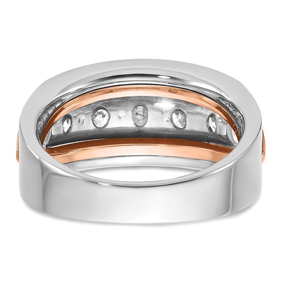 IBGoodman 14k Two Tone Rose and White Gold 1 1/2 carat Lab Grown Diamond VS/SI+ G+ Complete Five Stone Cut Out Men's Ring