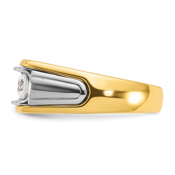 IBGoodman 14k Two-tone Men's Polished and Grooved 3-Stone 1 Carat AA Quality Diamond Ring