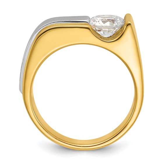 IBGoodman 14k Two-tone 1 1/4 carat Lab Grown Diamond VS/SI+ G+ Complete Polished and Brushed Men's Ring