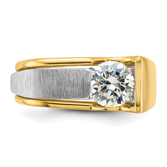 IBGoodman 14k Two-tone 1 1/4 carat Lab Grown Diamond VS/SI+ G+ Complete Polished and Brushed Men's Ring