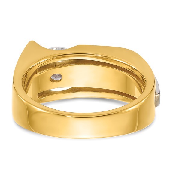 IBGoodman 14k Two-tone 1 1/4 carat Lab Grown Diamond VS/SI+ G+ Complete Polished and Brushed Men's Ring