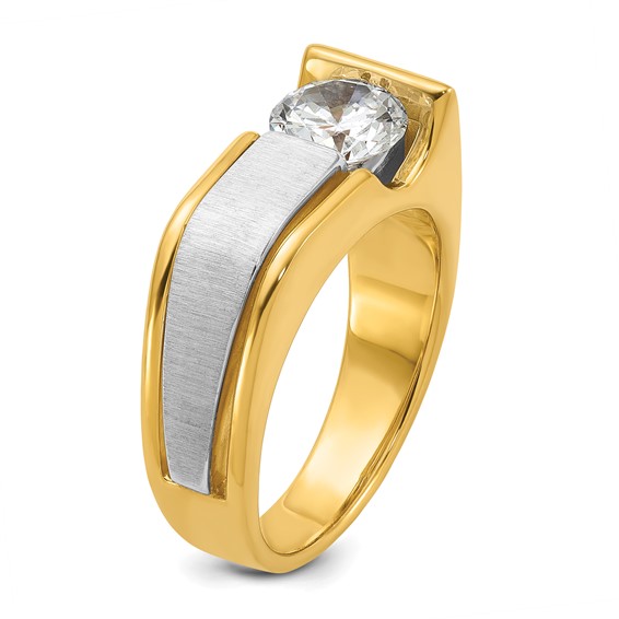 IBGoodman 14k Two-tone 1 1/4 carat Lab Grown Diamond VS/SI+ G+ Complete Polished and Brushed Men's Ring