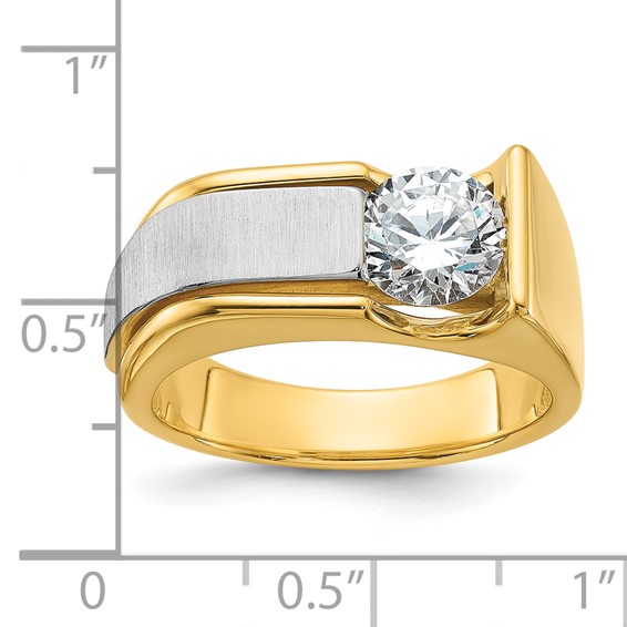IBGoodman 14k Two-tone 1 1/4 carat Lab Grown Diamond VS/SI+ G+ Complete Polished and Brushed Men's Ring
