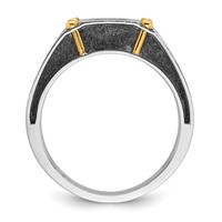IBGoodman 14K Two-tone Ring with Black Rhodium 0.50 Carat Lab Grown Diamond VS SI+ G+ Complete Polished and Satin Men's view 2